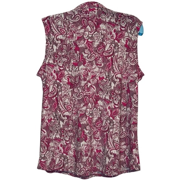 Jones New York Signature Paisley Sleeveless Blouse Pink Casual Knit Top XL - Picture 2 of 4